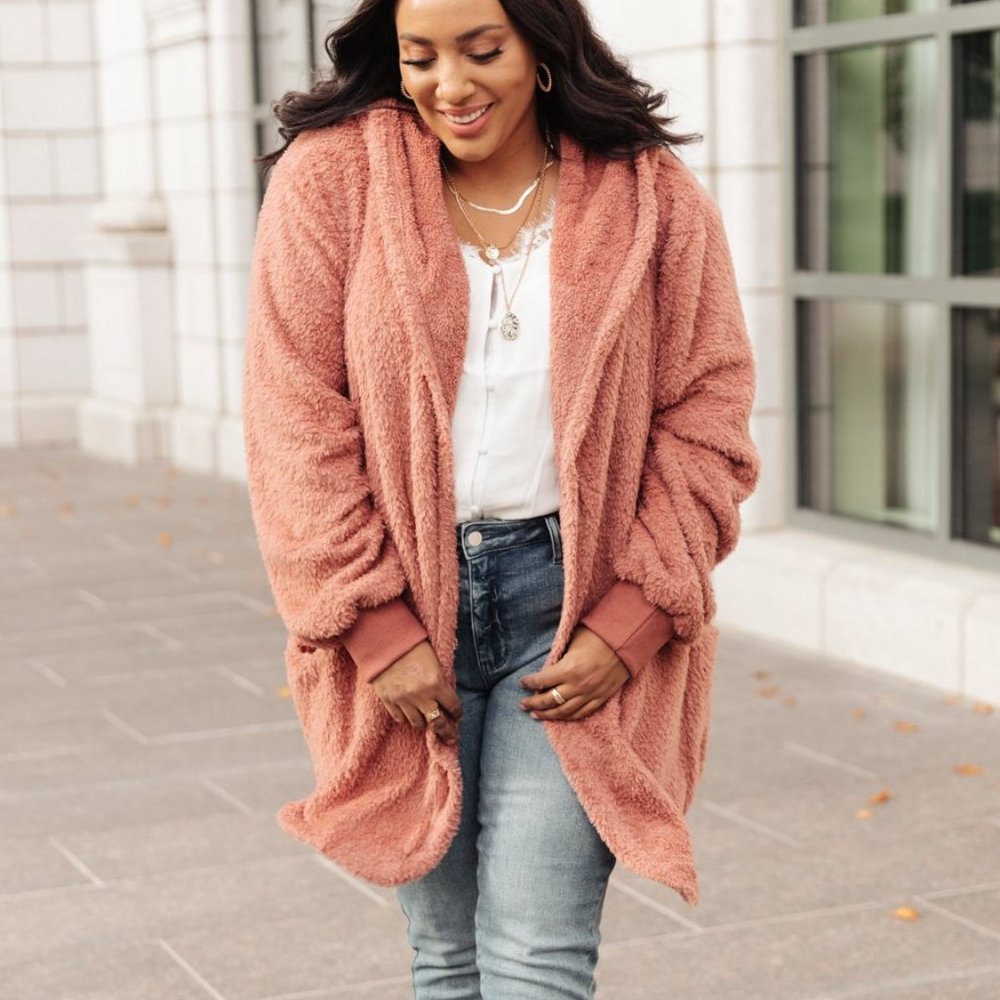 Fuzzy Cardigan in Mauve